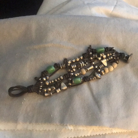 Uno de 50 bracelet with leather, silver and jade - Picture 1 of 4